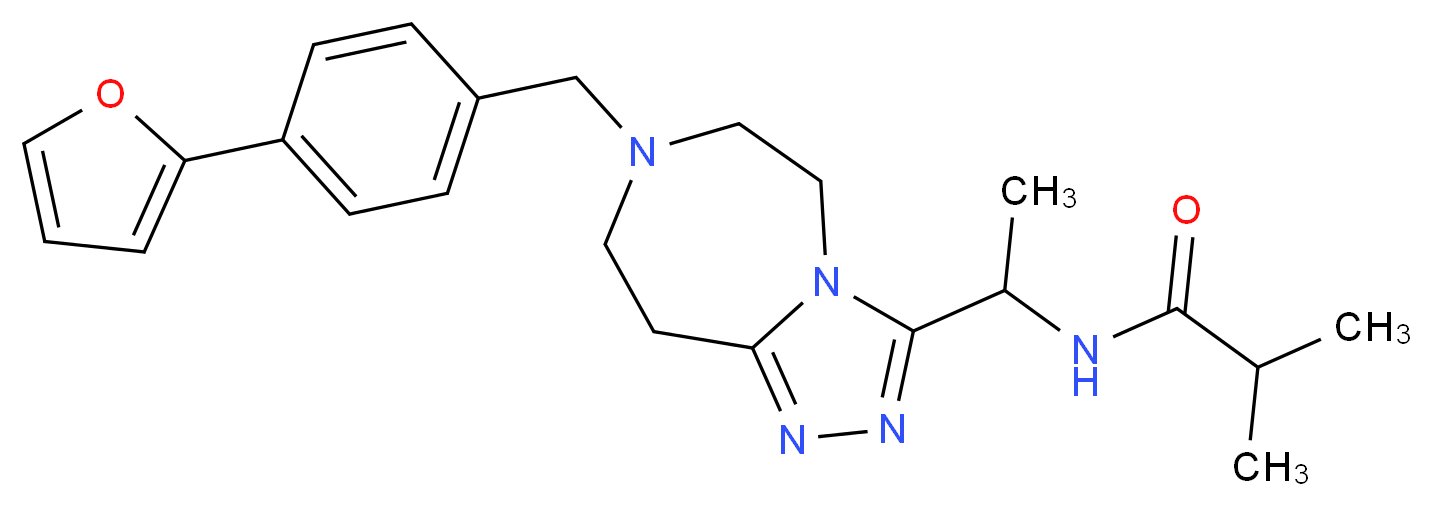 N-(1-{7-[4-(2-furyl)benzyl]-6,7,8,9-tetrahydro-5H-[1,2,4]triazolo[4,3-d][1,4]diazepin-3-yl}ethyl)-2-methylpropanamide_分子结构_CAS_)