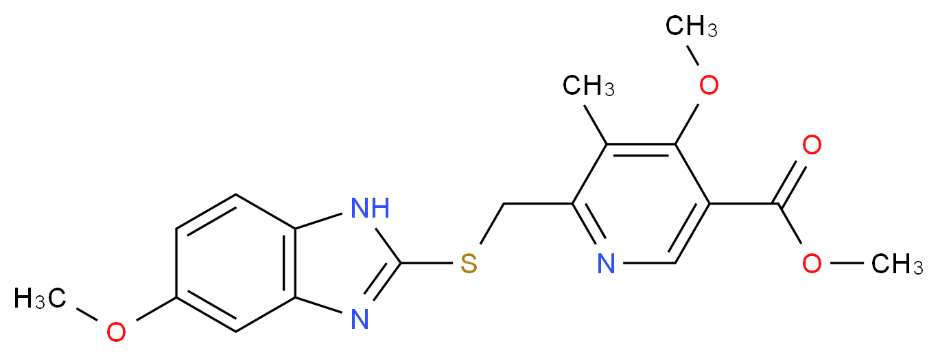 methyl 4-methoxy-6-{[(5-methoxy-1H-1,3-benzodiazol-2-yl)sulfanyl]methyl}-5-methylpyridine-3-carboxylate_分子结构_CAS_120003-82-9