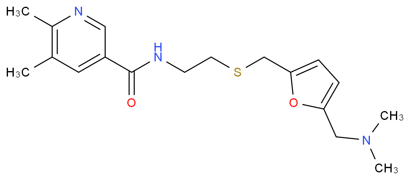 N-{2-[({5-[(dimethylamino)methyl]-2-furyl}methyl)thio]ethyl}-5,6-dimethylnicotinamide_分子结构_CAS_)