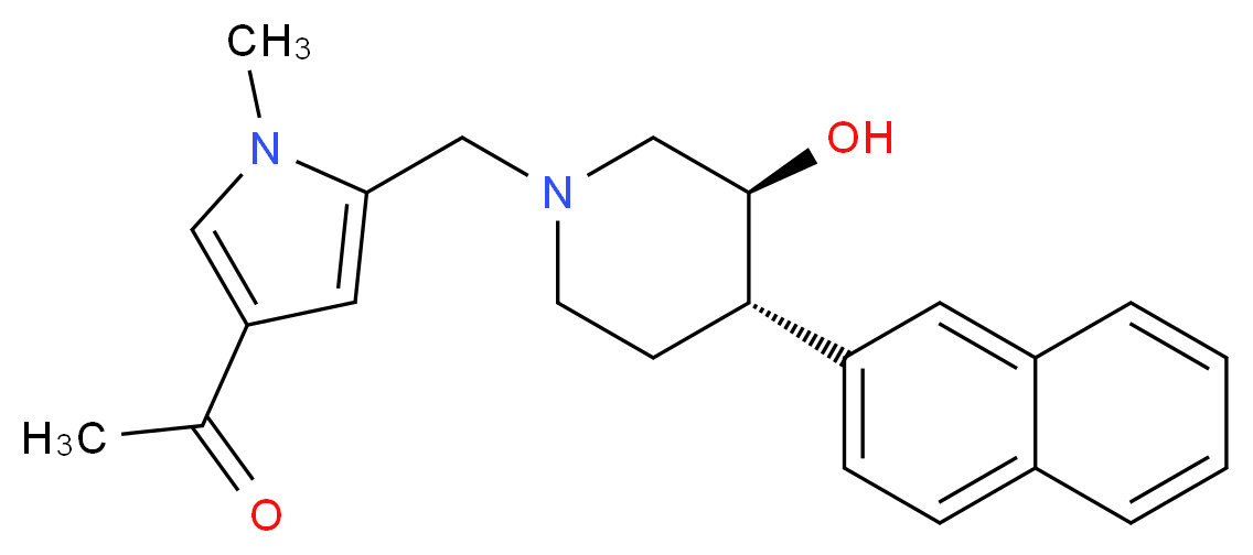 1-(5-{[(3S*,4S*)-3-hydroxy-4-(2-naphthyl)piperidin-1-yl]methyl}-1-methyl-1H-pyrrol-3-yl)ethanone_分子结构_CAS_)