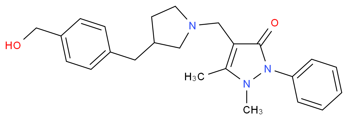 4-({3-[4-(hydroxymethyl)benzyl]pyrrolidin-1-yl}methyl)-1,5-dimethyl-2-phenyl-1,2-dihydro-3H-pyrazol-3-one_分子结构_CAS_)