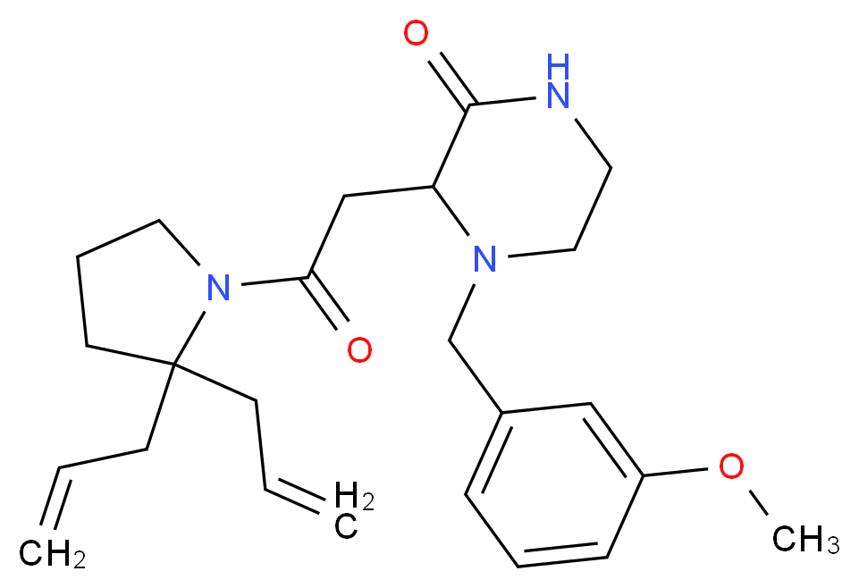 3-[2-(2,2-diallyl-1-pyrrolidinyl)-2-oxoethyl]-4-(3-methoxybenzyl)-2-piperazinone_分子结构_CAS_)