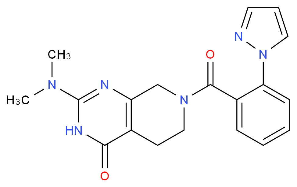 2-(dimethylamino)-7-[2-(1H-pyrazol-1-yl)benzoyl]-5,6,7,8-tetrahydropyrido[3,4-d]pyrimidin-4(3H)-one_分子结构_CAS_)