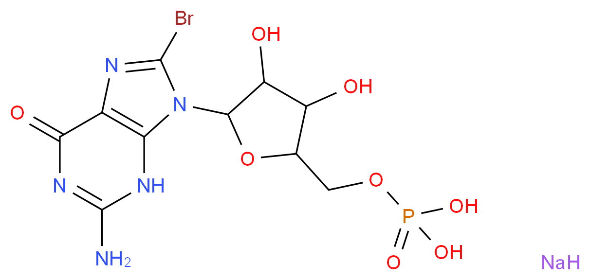 8-Bromoguanosine 5′-monophosphate sodium salt_分子结构_CAS_102213-02-5)