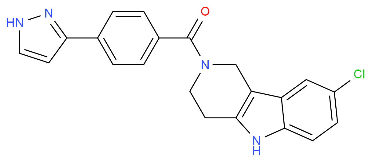 8-chloro-2-[4-(1H-pyrazol-3-yl)benzoyl]-2,3,4,5-tetrahydro-1H-pyrido[4,3-b]indole_分子结构_CAS_)