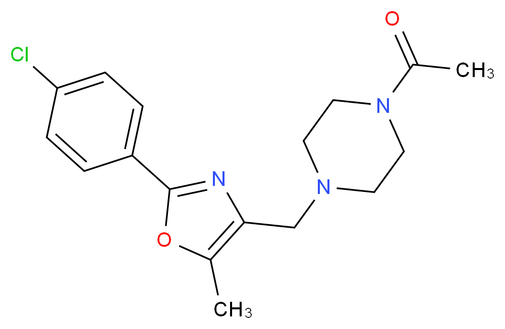1-acetyl-4-{[2-(4-chlorophenyl)-5-methyl-1,3-oxazol-4-yl]methyl}piperazine_分子结构_CAS_)