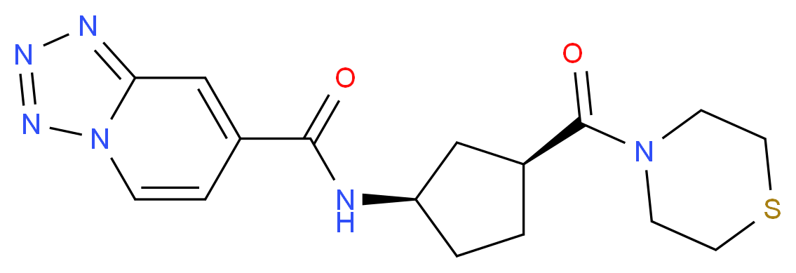 N-[(1R*,3S*)-3-(4-thiomorpholinylcarbonyl)cyclopentyl]tetrazolo[1,5-a]pyridine-7-carboxamide_分子结构_CAS_)