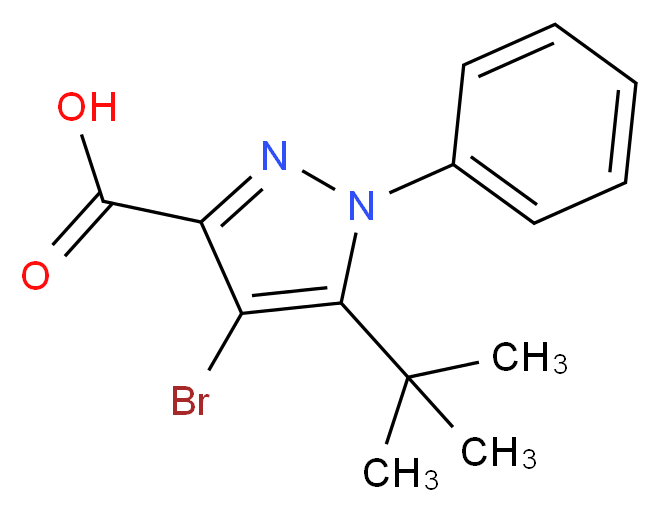 4-bromo-5-(tert-butyl)-1-phenyl-1H-pyrazole-3-carboxylic acid_分子结构_CAS_)