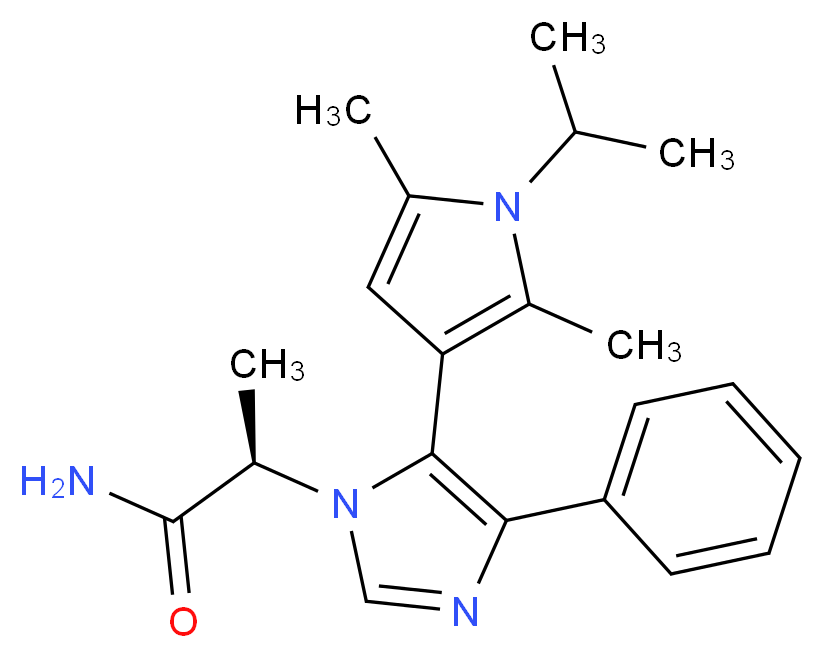 (2R)-2-[5-(1-isopropyl-2,5-dimethyl-1H-pyrrol-3-yl)-4-phenyl-1H-imidazol-1-yl]propanamide_分子结构_CAS_)
