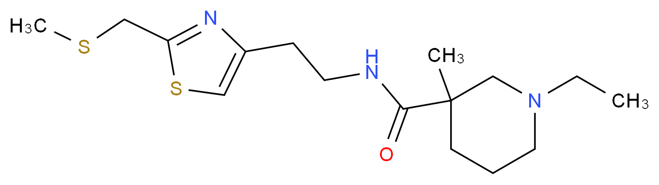 1-ethyl-3-methyl-N-(2-{2-[(methylthio)methyl]-1,3-thiazol-4-yl}ethyl)-3-piperidinecarboxamide_分子结构_CAS_)
