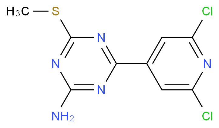 4-(2,6-dichloropyridin-4-yl)-6-(methylsulfanyl)-1,3,5-triazin-2-amine_分子结构_CAS_175276-44-5