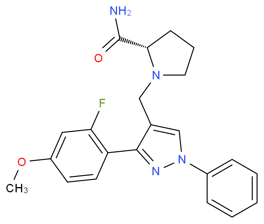 1-{[3-(2-fluoro-4-methoxyphenyl)-1-phenyl-1H-pyrazol-4-yl]methyl}-L-prolinamide_分子结构_CAS_)