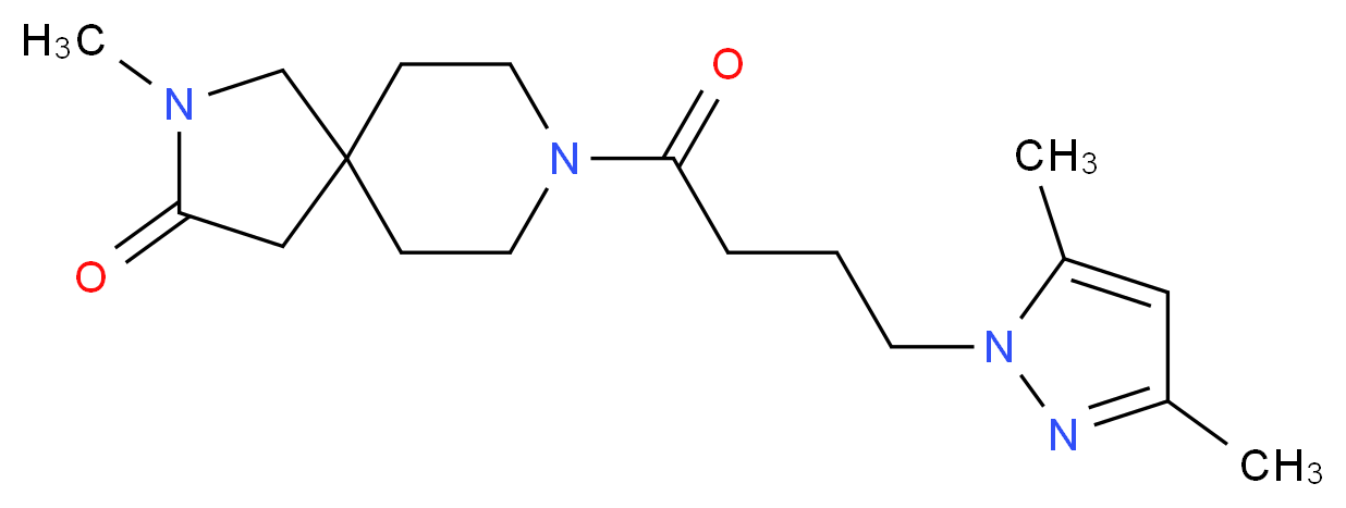 8-[4-(3,5-dimethyl-1H-pyrazol-1-yl)butanoyl]-2-methyl-2,8-diazaspiro[4.5]decan-3-one_分子结构_CAS_)