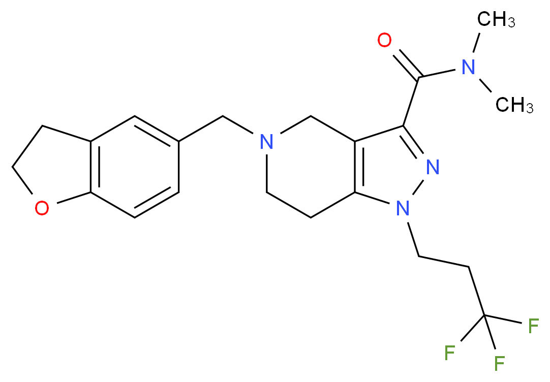 5-(2,3-dihydro-1-benzofuran-5-ylmethyl)-N,N-dimethyl-1-(3,3,3-trifluoropropyl)-4,5,6,7-tetrahydro-1H-pyrazolo[4,3-c]pyridine-3-carboxamide_分子结构_CAS_)