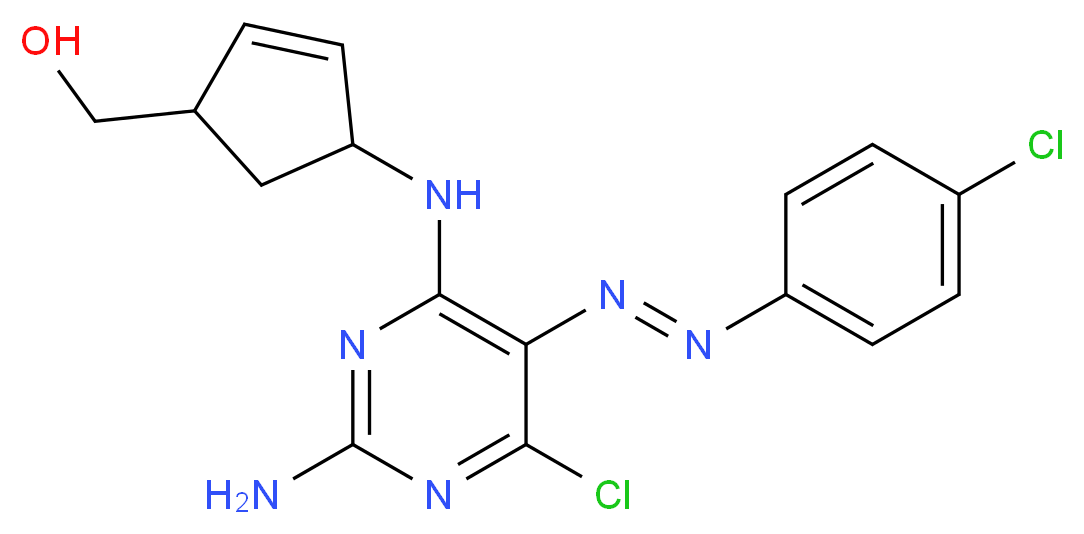 (1R,4S)-rel-4-[[2-Amino-6-chloro-5-[(4-chlorophenyl)azo]-4-pyrimidinyl]amino]-2-cyclopentene-1-methanol_分子结构_CAS_122624-75-3)