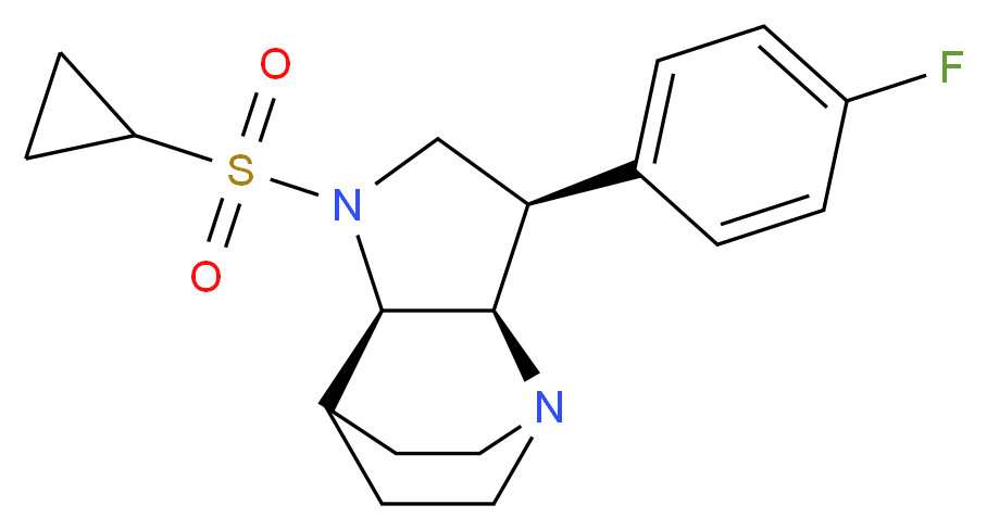 (3R*,3aR*,7aR*)-1-(cyclopropylsulfonyl)-3-(4-fluorophenyl)octahydro-4,7-ethanopyrrolo[3,2-b]pyridine_分子结构_CAS_)