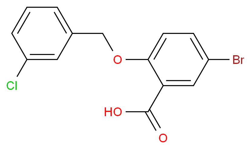 5-bromo-2-[(3-chlorophenyl)methoxy]benzoic acid_分子结构_CAS_62176-35-6