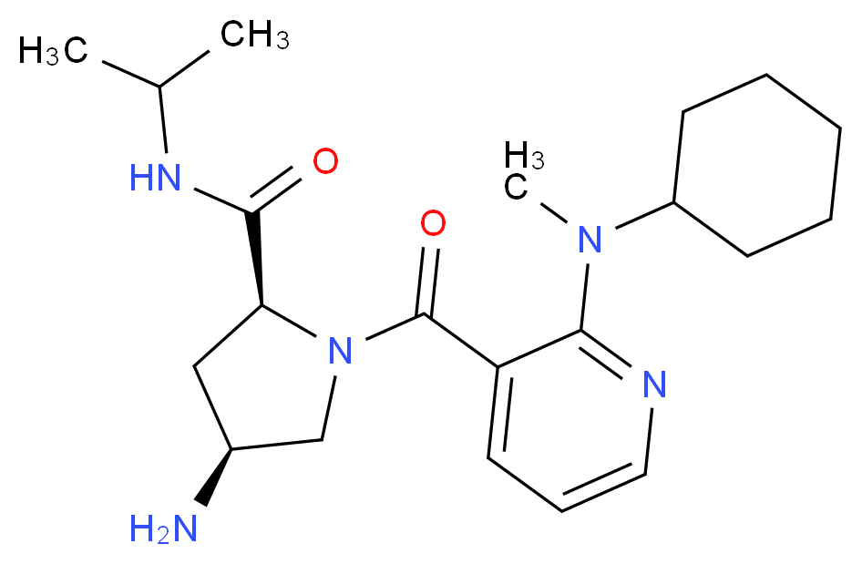 (4S)-4-amino-1-({2-[cyclohexyl(methyl)amino]pyridin-3-yl}carbonyl)-N-isopropyl-L-prolinamide_分子结构_CAS_)