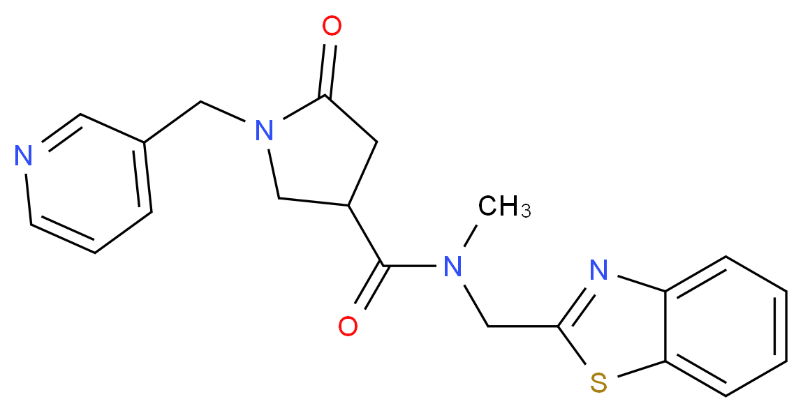 N-(1,3-benzothiazol-2-ylmethyl)-N-methyl-5-oxo-1-(3-pyridinylmethyl)-3-pyrrolidinecarboxamide_分子结构_CAS_)