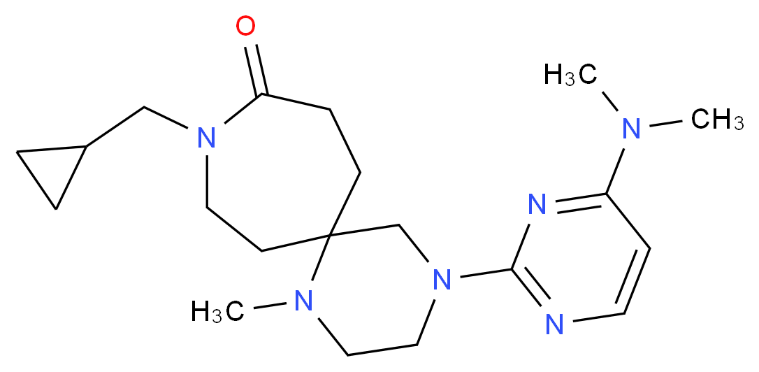 9-(cyclopropylmethyl)-4-[4-(dimethylamino)pyrimidin-2-yl]-1-methyl-1,4,9-triazaspiro[5.6]dodecan-10-one_分子结构_CAS_)