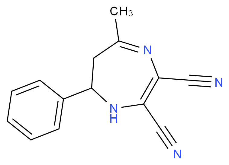 5-methyl-7-phenyl-6,7-dihydro-1H-1,4-diazepine-2,3-dicarbonitrile_分子结构_CAS_51802-61-0