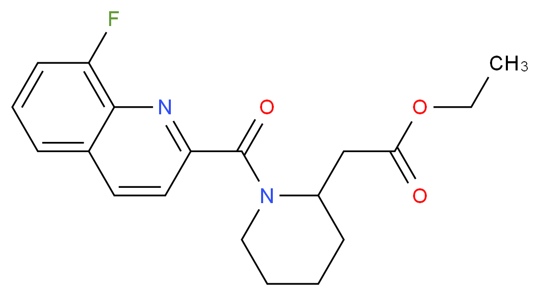 ethyl {1-[(8-fluoro-2-quinolinyl)carbonyl]-2-piperidinyl}acetate_分子结构_CAS_)