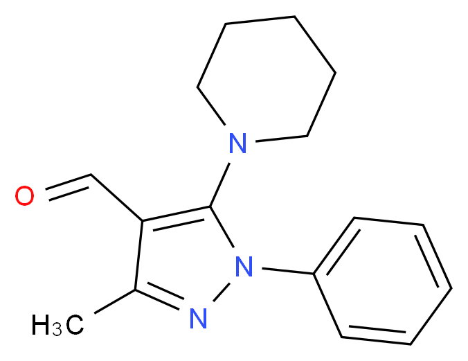 3-methyl-1-phenyl-5-(piperidin-1-yl)-1H-pyrazole-4-carbaldehyde_分子结构_CAS_5499-70-7