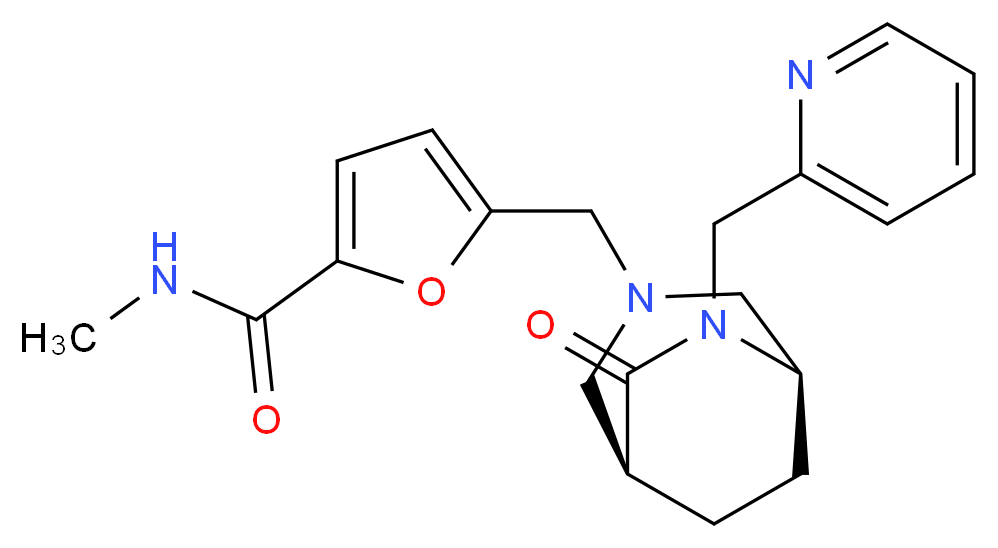N-methyl-5-{[(1S*,5R*)-7-oxo-6-(2-pyridinylmethyl)-3,6-diazabicyclo[3.2.2]non-3-yl]methyl}-2-furamide_分子结构_CAS_)