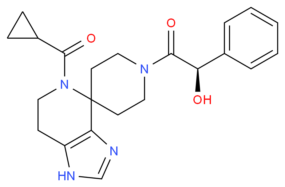 (1R)-2-[5-(cyclopropylcarbonyl)-1,5,6,7-tetrahydro-1'H-spiro[imidazo[4,5-c]pyridine-4,4'-piperidin]-1'-yl]-2-oxo-1-phenylethanol_分子结构_CAS_)