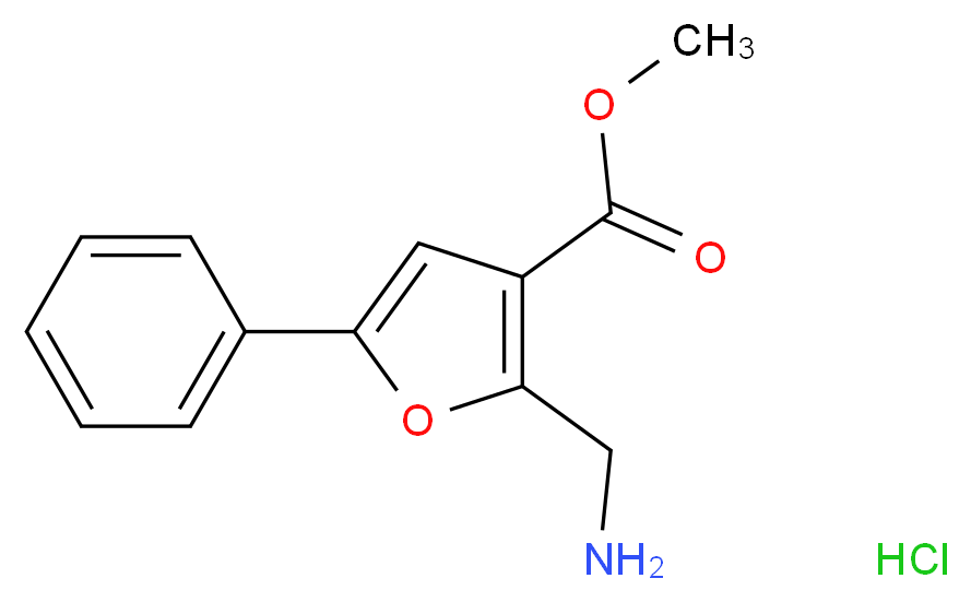 2-Aminomethyl-5-phenyl-furan-3-carboxylic acid methyl ester hydrochloride_分子结构_CAS_435342-15-7)