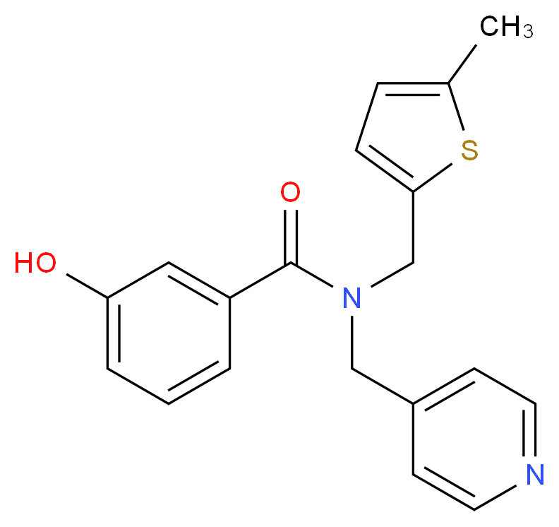 3-hydroxy-N-[(5-methyl-2-thienyl)methyl]-N-(pyridin-4-ylmethyl)benzamide_分子结构_CAS_)