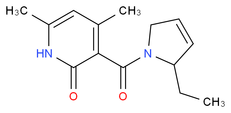3-[(2-ethyl-2,5-dihydro-1H-pyrrol-1-yl)carbonyl]-4,6-dimethylpyridin-2(1H)-one_分子结构_CAS_)