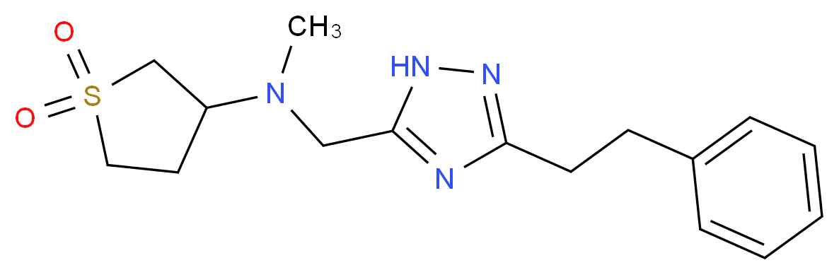 (1,1-dioxidotetrahydro-3-thienyl)methyl{[3-(2-phenylethyl)-1H-1,2,4-triazol-5-yl]methyl}amine_分子结构_CAS_)