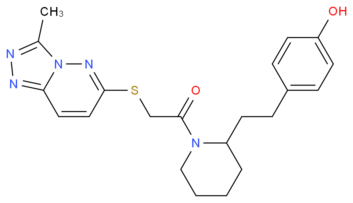4-[2-(1-{[(3-methyl[1,2,4]triazolo[4,3-b]pyridazin-6-yl)thio]acetyl}-2-piperidinyl)ethyl]phenol_分子结构_CAS_)