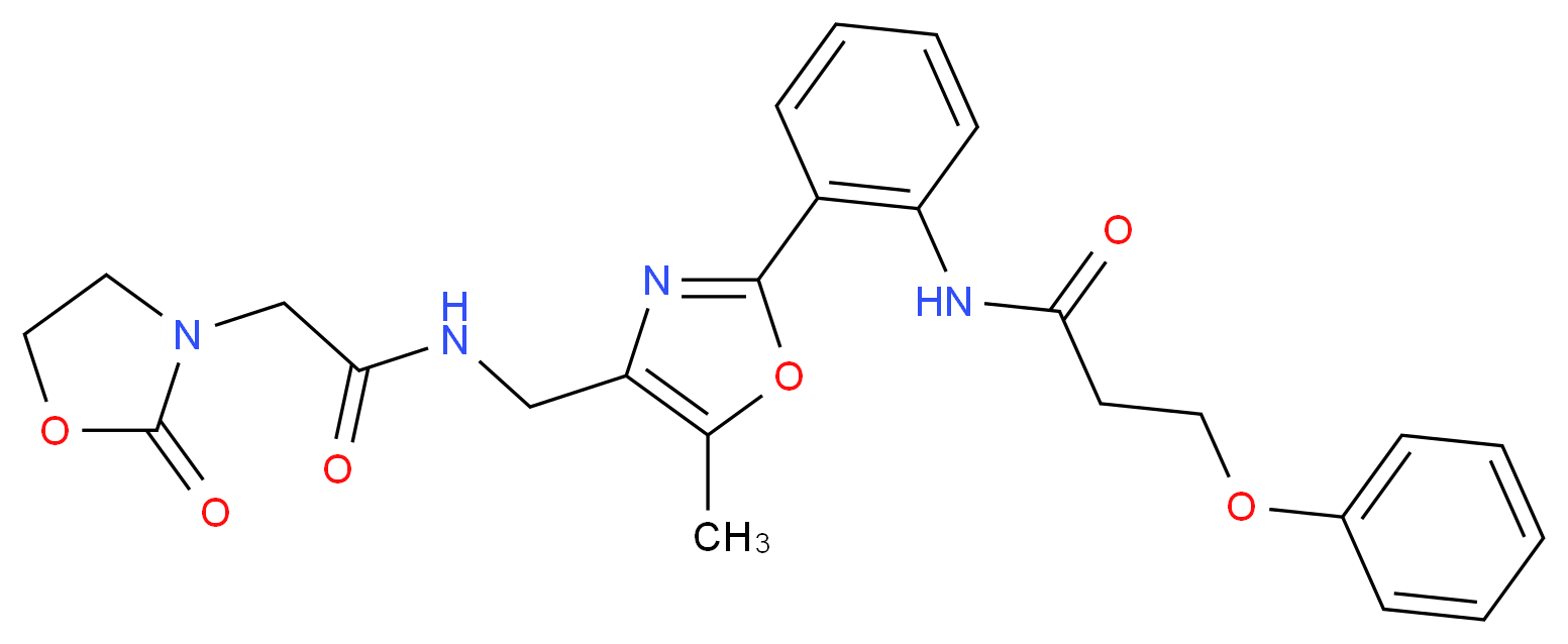 N-{2-[5-methyl-4-({[(2-oxo-1,3-oxazolidin-3-yl)acetyl]amino}methyl)-1,3-oxazol-2-yl]phenyl}-3-phenoxypropanamide_分子结构_CAS_)