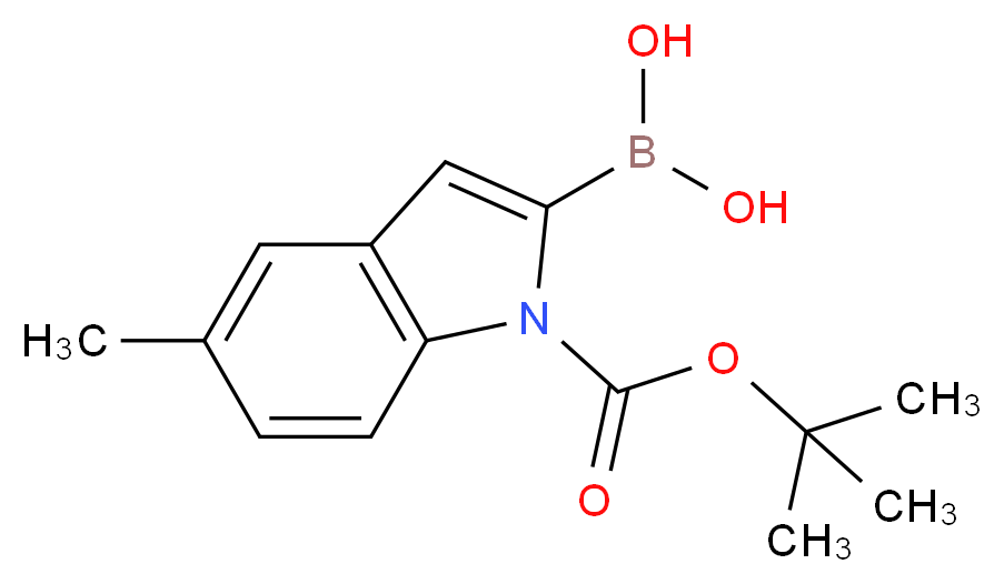 1-Boc-5-甲基吲哚-2-硼酸_分子结构_CAS_475102-14-8)