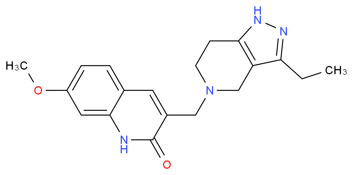 3-[(3-ethyl-1,4,6,7-tetrahydro-5H-pyrazolo[4,3-c]pyridin-5-yl)methyl]-7-methoxyquinolin-2(1H)-one_分子结构_CAS_)