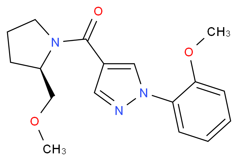 4-{[(2R)-2-(methoxymethyl)pyrrolidin-1-yl]carbonyl}-1-(2-methoxyphenyl)-1H-pyrazole_分子结构_CAS_)