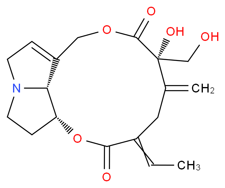 (1R,7S,17R)-4-ethylidene-7-hydroxy-7-(hydroxymethyl)-6-methylidene-2,9-dioxa-14-azatricyclo[9.5.1.0<sup>1</sup><sup>4</sup>,<sup>1</sup><sup>7</sup>]heptadec-11-ene-3,8-dione_分子结构_CAS_23246-96-0