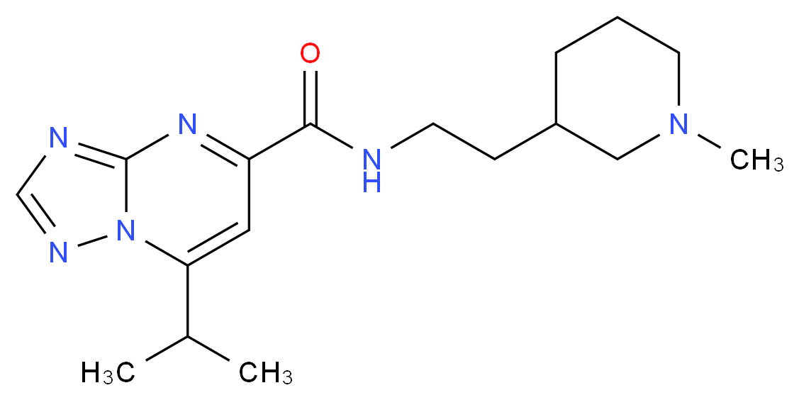 7-isopropyl-N-[2-(1-methylpiperidin-3-yl)ethyl][1,2,4]triazolo[1,5-a]pyrimidine-5-carboxamide_分子结构_CAS_)
