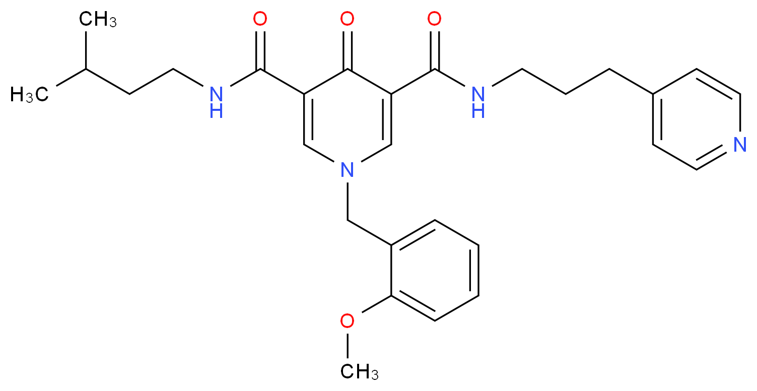 1-(2-methoxybenzyl)-N-(3-methylbutyl)-4-oxo-N'-[3-(4-pyridinyl)propyl]-1,4-dihydro-3,5-pyridinedicarboxamide_分子结构_CAS_)