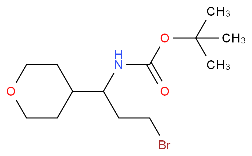 TERT-BUTYL 3-BROMO-1-(TETRAHYDRO-2H-PYRAN-4-YL)PROPYLCARBAMATE_分子结构_CAS_924817-72-1)