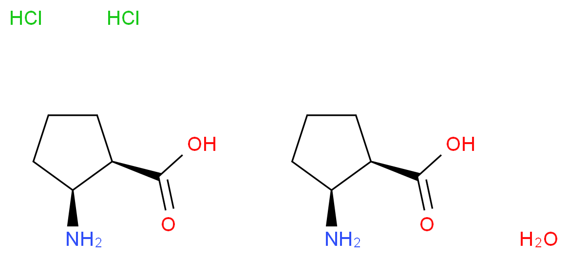 (1R,2S)-(-)-2-Amino-1-cyclopentanecarboxylic acid hydrochloride hemihydrate_分子结构_CAS_128110-37-2(anhydrous))