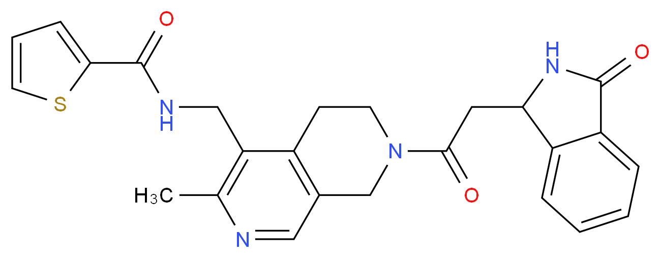 N-({3-methyl-7-[(3-oxo-2,3-dihydro-1H-isoindol-1-yl)acetyl]-5,6,7,8-tetrahydro-2,7-naphthyridin-4-yl}methyl)-2-thiophenecarboxamide_分子结构_CAS_)