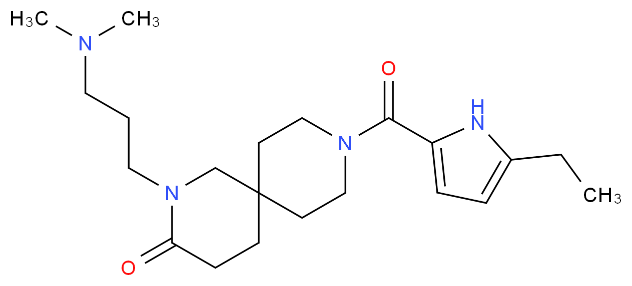 2-[3-(dimethylamino)propyl]-9-[(5-ethyl-1H-pyrrol-2-yl)carbonyl]-2,9-diazaspiro[5.5]undecan-3-one_分子结构_CAS_)