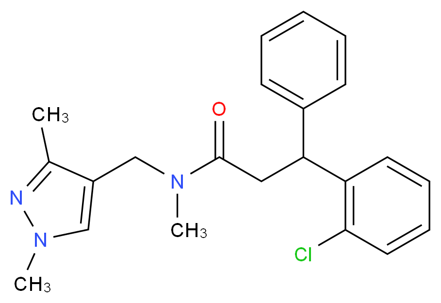 3-(2-chlorophenyl)-N-[(1,3-dimethyl-1H-pyrazol-4-yl)methyl]-N-methyl-3-phenylpropanamide_分子结构_CAS_)