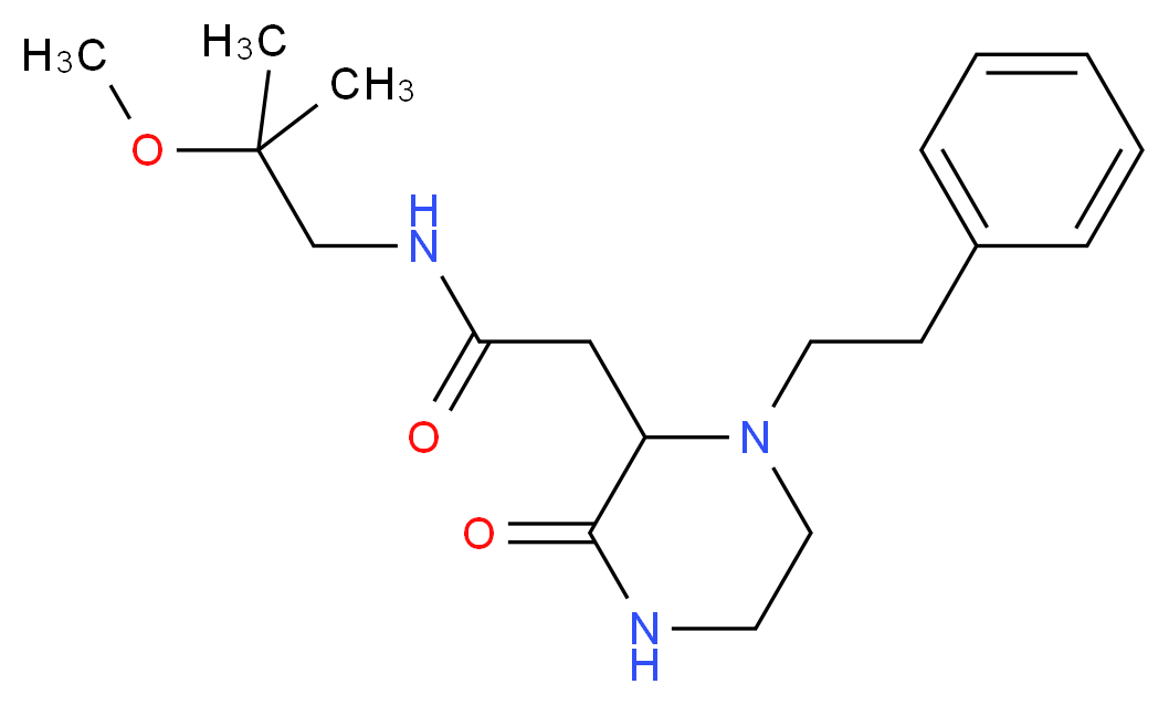 N-(2-methoxy-2-methylpropyl)-2-[3-oxo-1-(2-phenylethyl)-2-piperazinyl]acetamide_分子结构_CAS_)