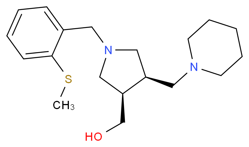 [(3R*,4R*)-1-[2-(methylthio)benzyl]-4-(piperidin-1-ylmethyl)pyrrolidin-3-yl]methanol_分子结构_CAS_)