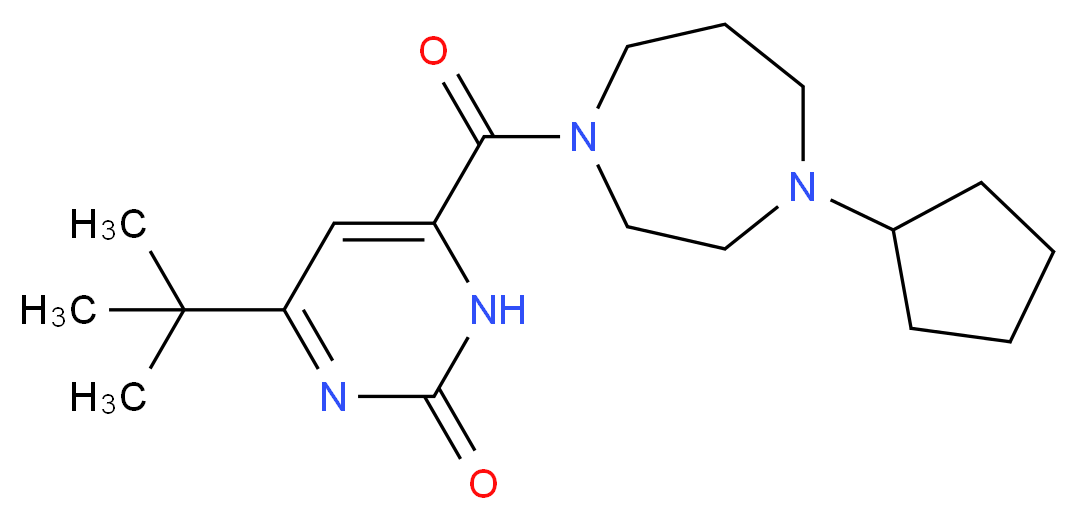 4-tert-butyl-6-[(4-cyclopentyl-1,4-diazepan-1-yl)carbonyl]pyrimidin-2(1H)-one_分子结构_CAS_)