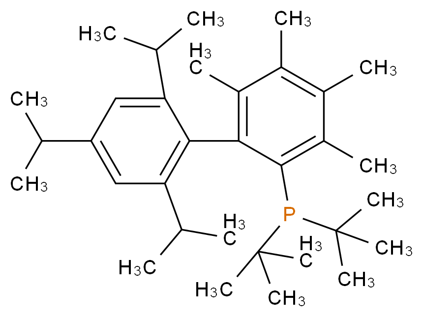 di-tert-butyl({2,3,4,5-tetramethyl-6-[2,4,6-tris(propan-2-yl)phenyl]phenyl})phosphane_分子结构_CAS_857356-94-6